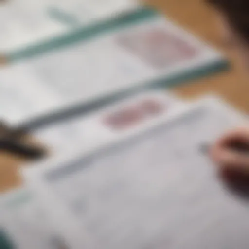 A student reviewing loan documents with a calculator