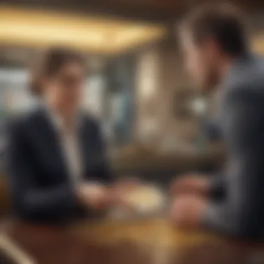 A bank representative assisting a customer with gold coin purchase