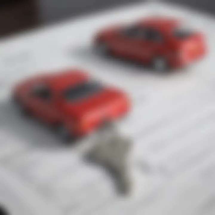 A close-up of a car key on a financial document