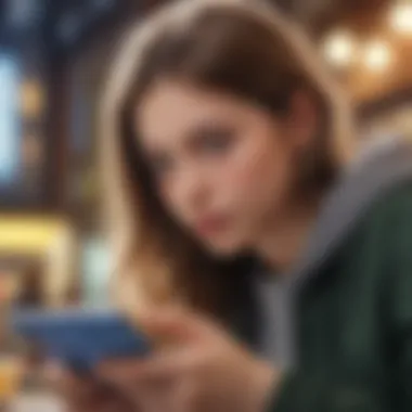 Teenager Using Banking App A teenager navigating a banking app on a smartphone
