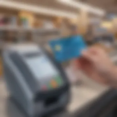 A person making a purchase at a retail store using a PayPal debit card