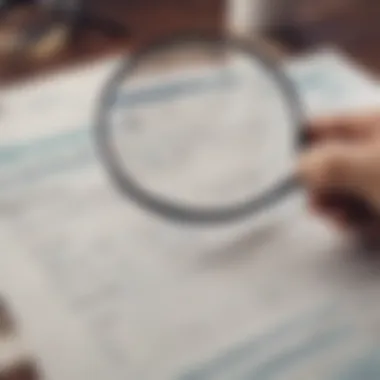 A visual representation of a person reviewing their credit report with a magnifying glass.