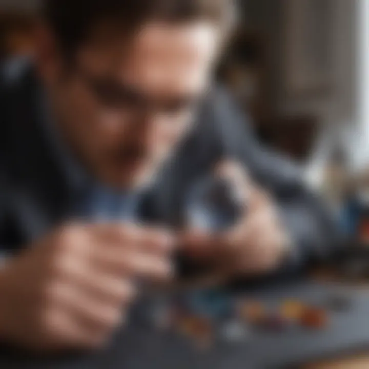 A professional appraiser examining a gemstone with magnifying tools